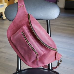Purple Leather Belt Bag